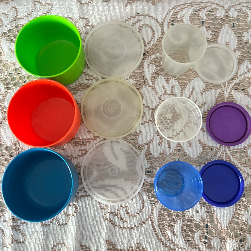 Tupperware Stackable Storage Containers 3 Snack Cups & 3 Midgets Mini 2 ozs - Picture 2 of 5